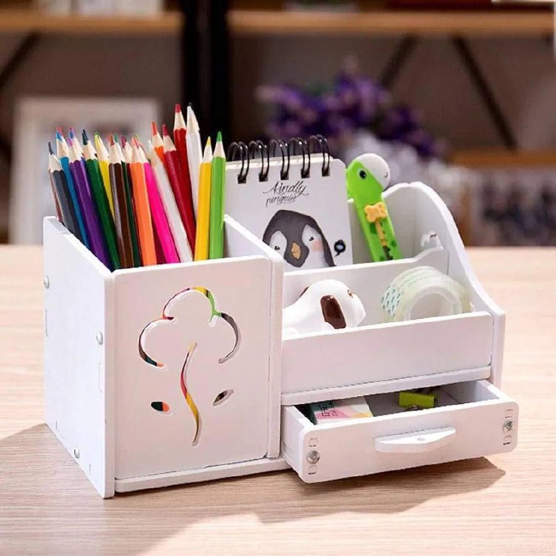 ESTANTE ORGANIZADOR DE BOLIGRAFOS PARA ESCRITORIO O OFICINA COLOR BLAN