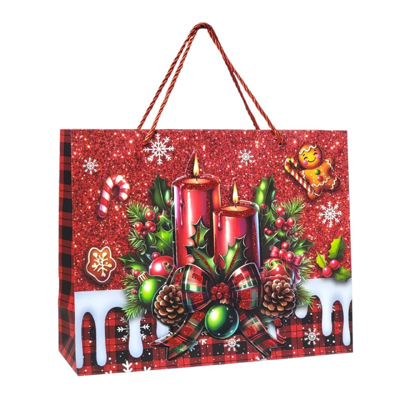 BOLSA DE REGALO NAVIDEÑA MEDIANA HORIZONTAL 32X25.5X11CM