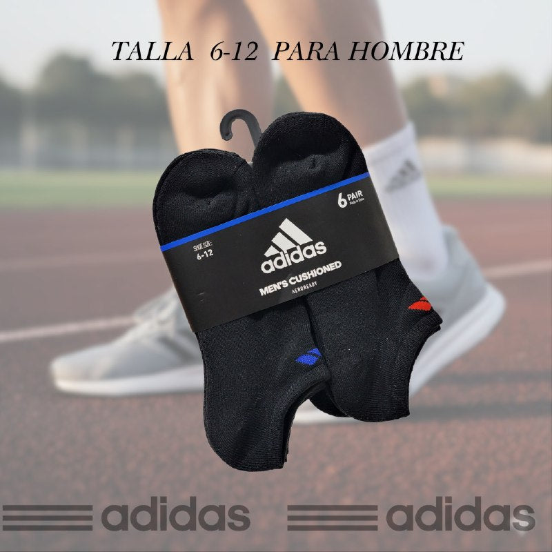 CALCETA TOBILLERA ADIDAS PARA HOMBRE 6 PARES TALLA 6-12