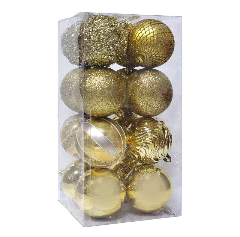 DECORACION ADORNO NAVIDEÑO PAQUETE DE 16 BOLAS DECORATIVAS 8CM 49x49x65, IDEALES PARA DARLE UN TOQUE UNICO A TU ARBOL DE NAVIDAD