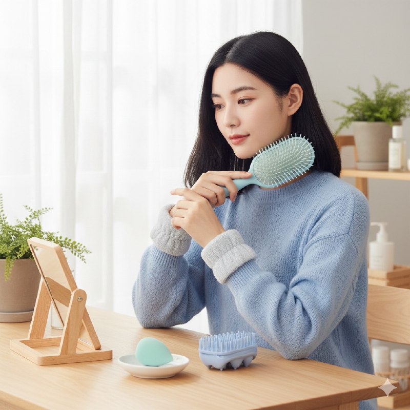 KIT DE CUIDADO PERSONAL, CEPILLO, 1 PAR DE MUÑEQUERAS, ESPONJA, MASAJEADOR CAPILAR KISS LOVELY