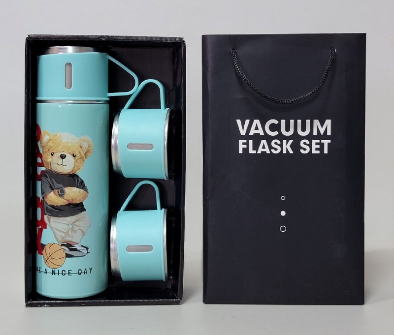 SET DE TERMO CON TAZAS DE ACERO INOXIDABLE 3 PIEZAS VACUUM FLASK 500ML