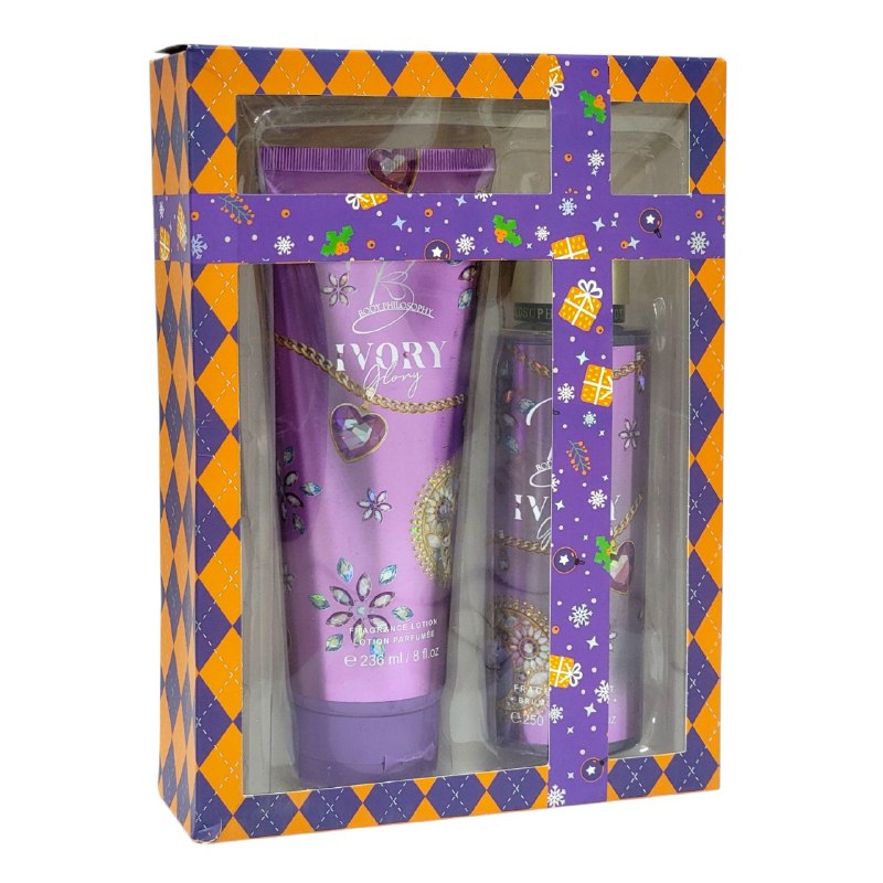 SET BODY PHILOSOPHY NAVIDEÑO GLORIA DE MARFIL SPLASH 250ML, CREMA CORPORAL 236ML (M)
