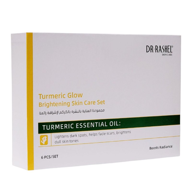 SET DE CUIDADO FACIAL DE 6 PIEZAS, DE CURCUMA EFECTO ILUMINADOR E HIDRATANTE DR RASHEL