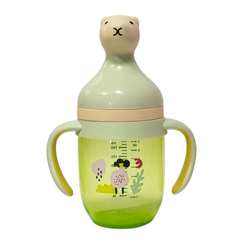 BIBERON CHUPON PARA BEBES CON ASAS, PEPE DE FACIL AGARRE Y BOQUILLA O TAPA PREVIENE DERRAMES, CAPACIDAD 210ML SMILY BABY