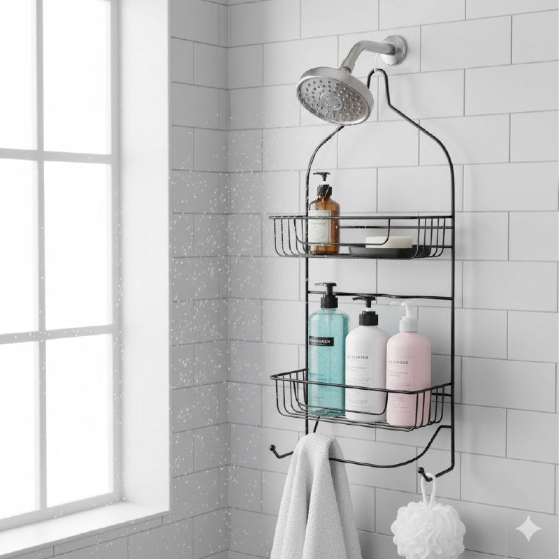 ESTANTE ORGANIZADOR PARA BAÑO DE 2 NIVELES RESISTENTE Y ELEGANTE LUXURY CHROME 2 COLORES
