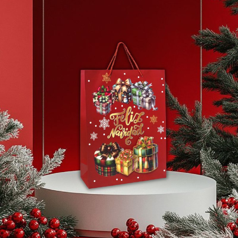 BOLSA DE REGALO NAVIDEÑA GRANDE 30X40X12CM