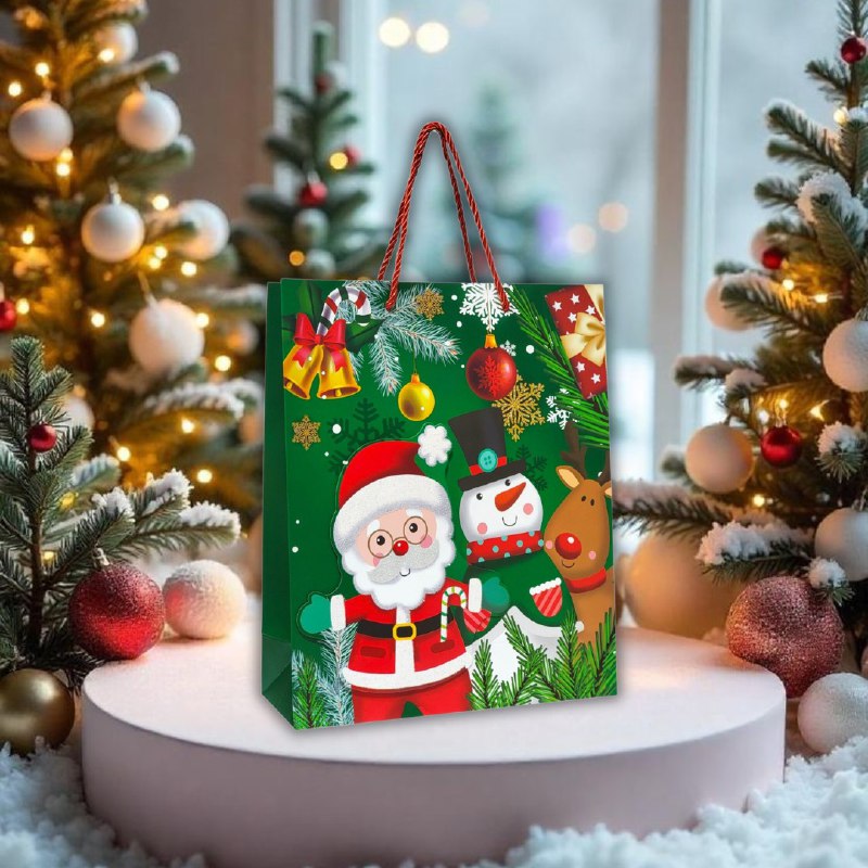 BOLSA DE REGALO NAVIDEÑA MEDIANA 32X26X10CM