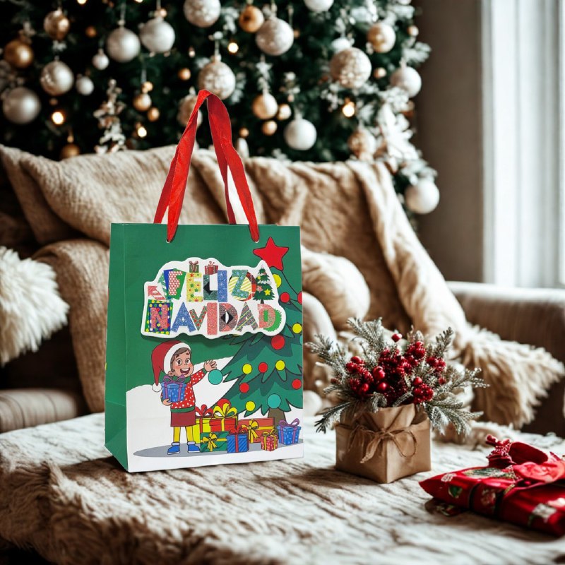 BOLSA DE REGALO NAVIDEÑA PAQUEÑA 18X23X10CM