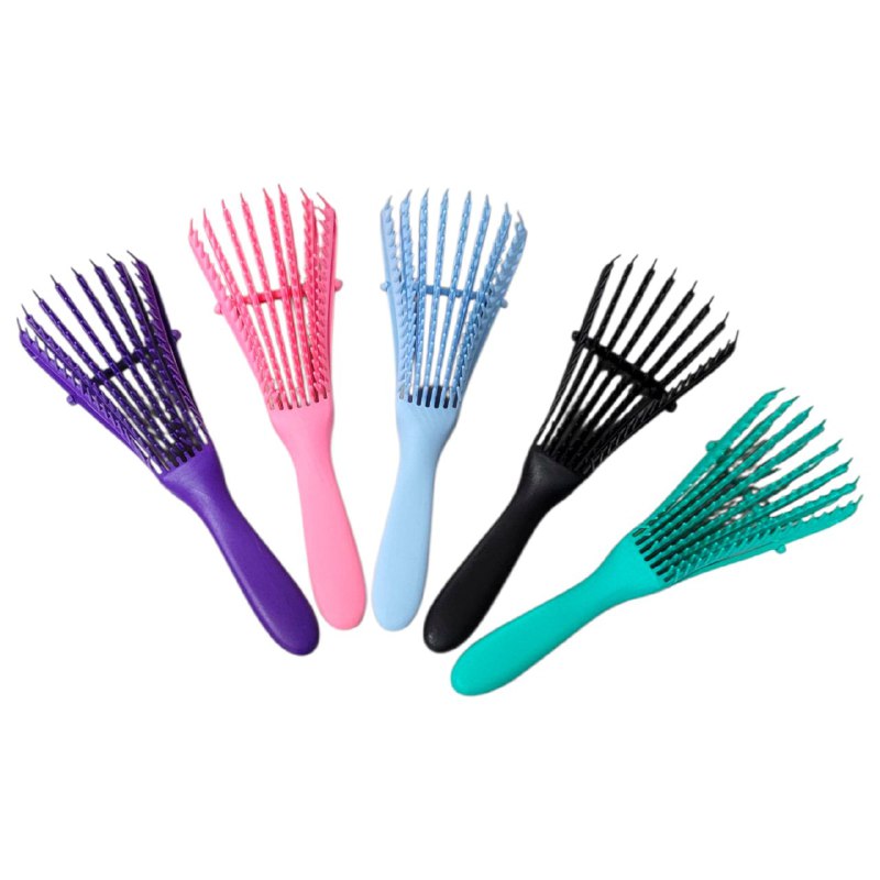 CEPILLO PULPO PARA CABELLO RIZADO Y ENCRESPADO, DESENREDANTE ANTI ROTURA 8 PUNTAS FLEXIBLES ENGOL COLLECTIONS