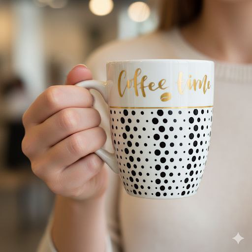 TAZAS DE CERAMICA DE ALTA RESISTENCIA CON ACABADO BRILLANTE Y DISEÑO ERGONOMICO 330ML, 4 ESTILOS