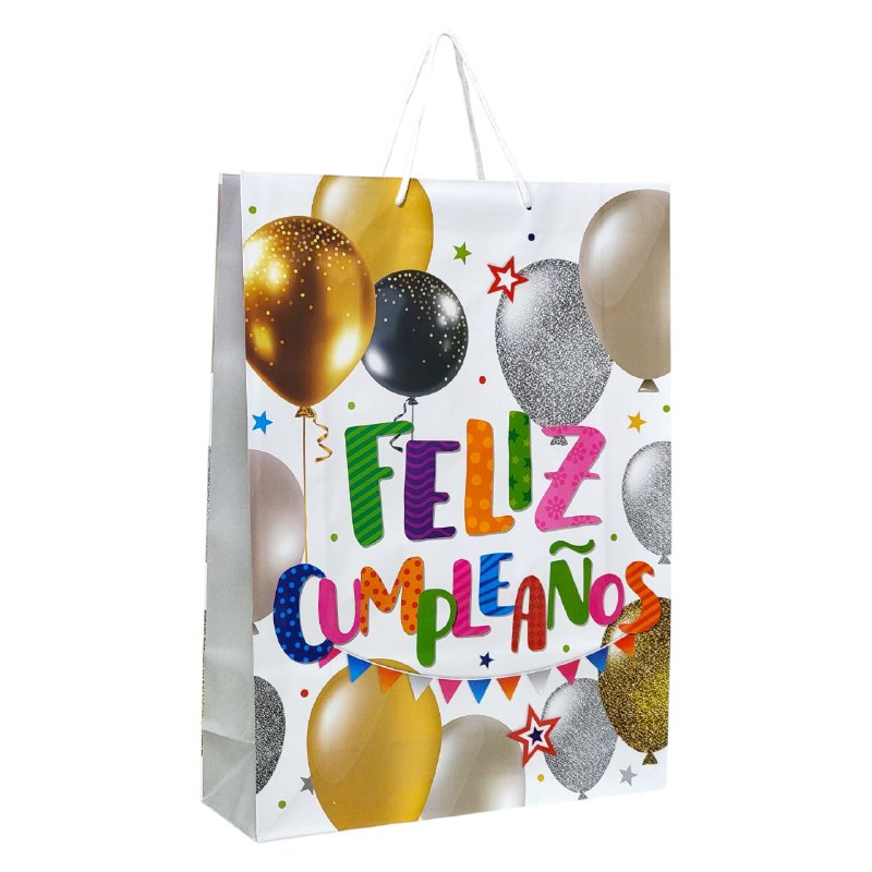 BOLSA DE REGALO FELIZ CUMPLEAÑOS GRANDE 32X11X44CM