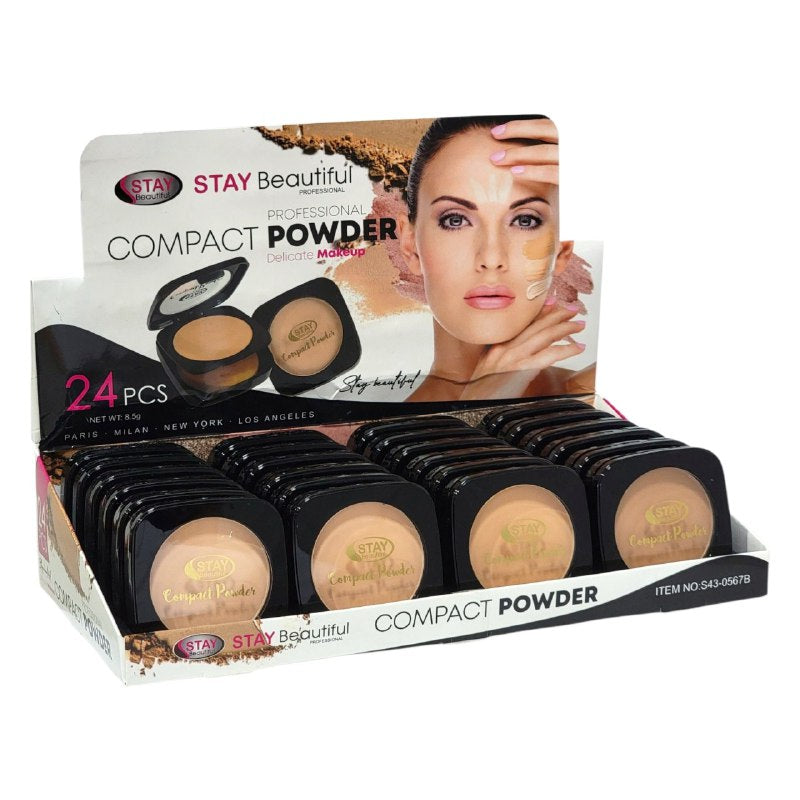 POLVO DE MAQUILLAJE COMPACTO DELICADO STAY BEAUTIFUL 8.5G, 4 TONOS