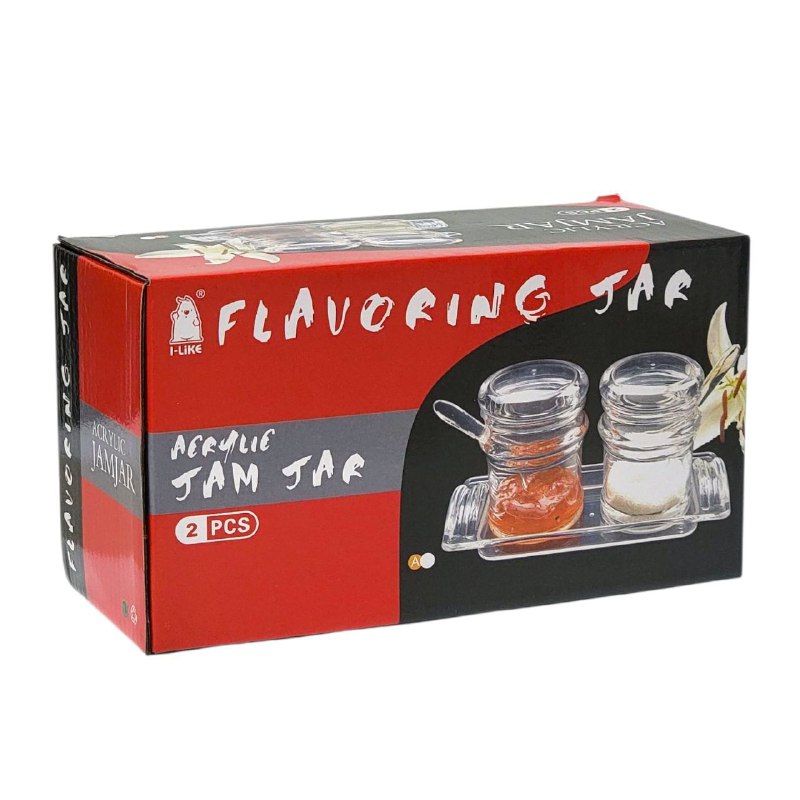 ORGANIZADOR RECIPIENTE ALMACENADOR, TARROS EN SET DE 2UND DE ACRILICO PARA ALMACENAR ESPECIAS, AZUCAR, ECT CON CUCHARAS Y BANDEJA I LIKE FLAVORING JAR