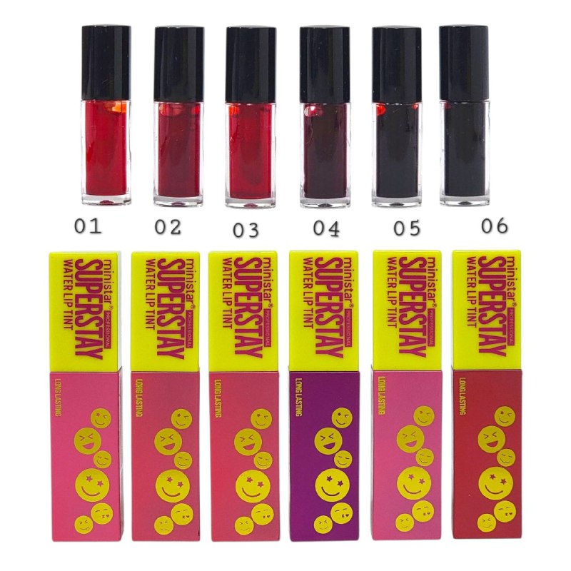 BRILLO LABIAL TINTA HIDRATANTE DUPE DE MAYBELLINE 8ML, CON COLORES VIBRANTES QUE DAN VITALIDAD A TUS LABIOS MINISTAR PROFESSIONAL SUPERSTAY WATER LIP TINT