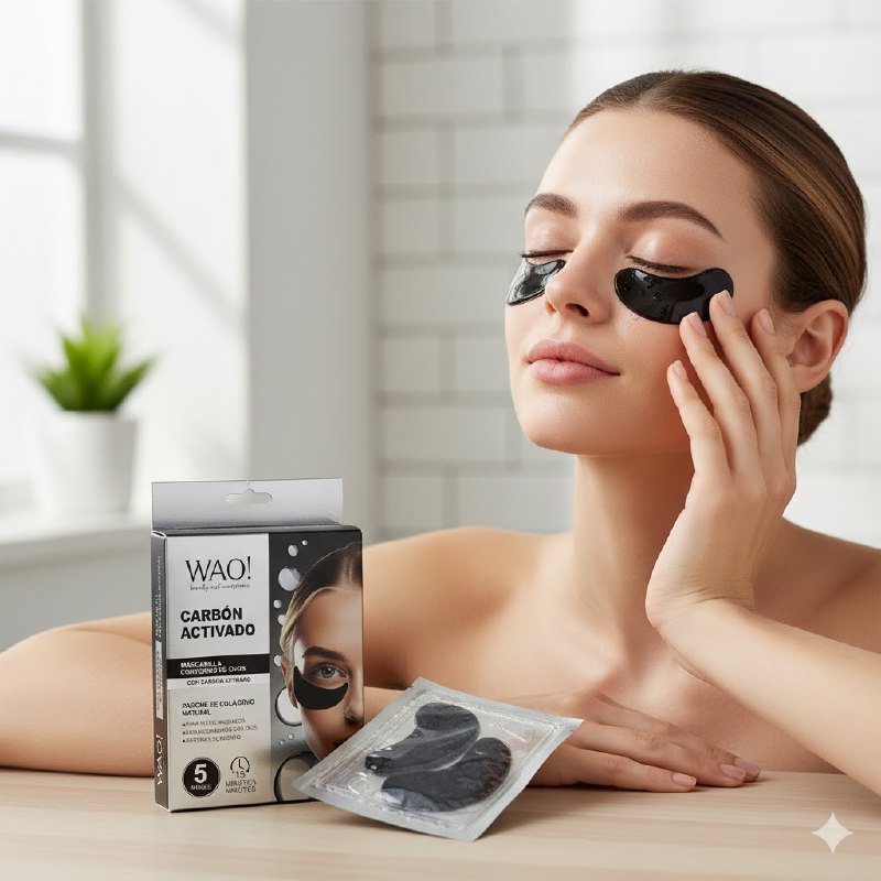 MASCARILLA FACIAL PARA EL CONTORNO DE OJOS CON CARBON ACTIVADO Y COLAGENO NATURAL ANTIENVEJECIMIENTO WAO 5UND