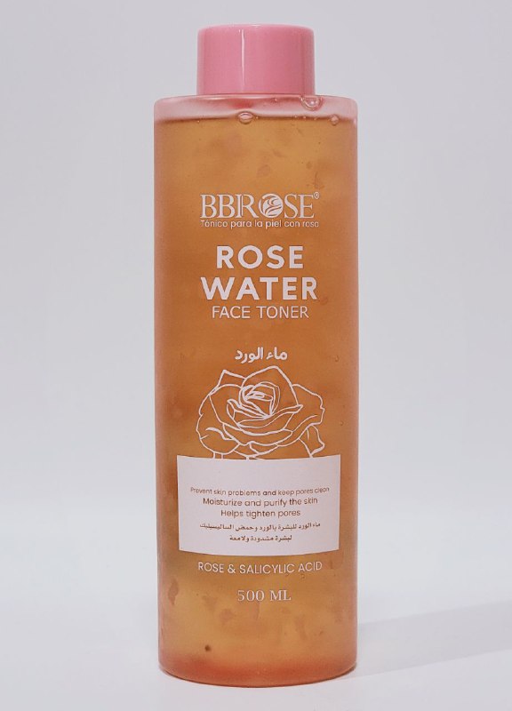 TONICO FACIAL, AGUA DE ROSAS PARA LA PIEL CON ACIDO SALICILICO, HIDRATACION PROFUNDA Y DURADERA, EVITA RESEQUEDAD Y MEJORA EL ASPECTO DE LA PIEL BBROSE 500ML