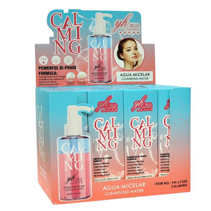 AGUA MICELAR CALMANTE DE LIMPIEZA PROFUNDA 200ML, SE ADAPTA PERFECTAMENTE A LA PIEL, AYUDANDOLA A RESISTIR DAÑOS EXTERNOS Y LOGRA UN ROSTRO RADIANTE Y SALUDABLE DEJANDO LA PIEL SUAVE Y FRESCA YH BEJA COSMETICS