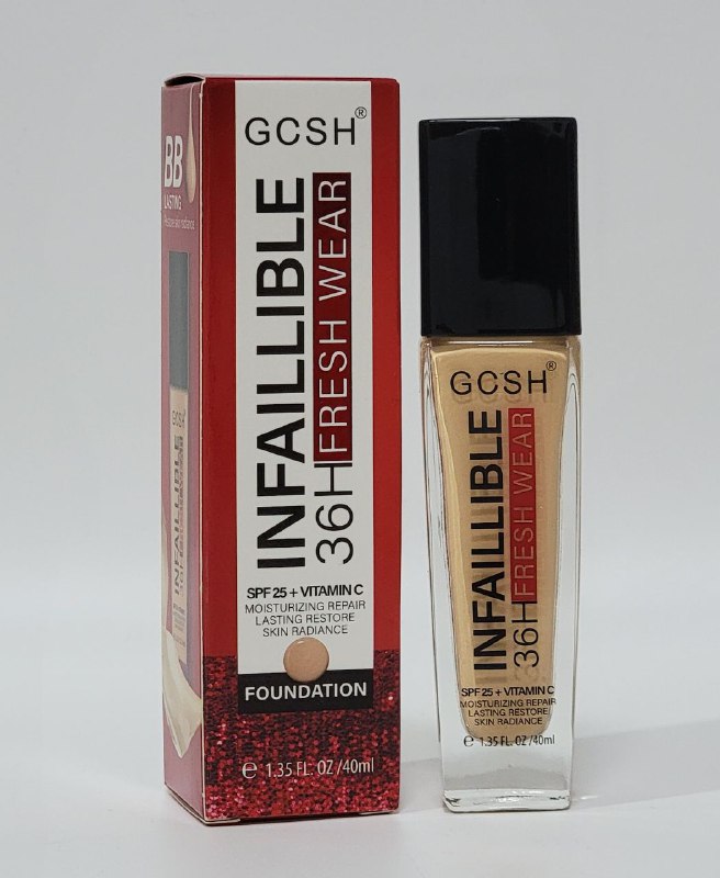 BASE DE MAQUILLAJE INFALIBLE 36H VITAMINA C, REPARADOR HIDRATANTE GCSH 3 TONOS