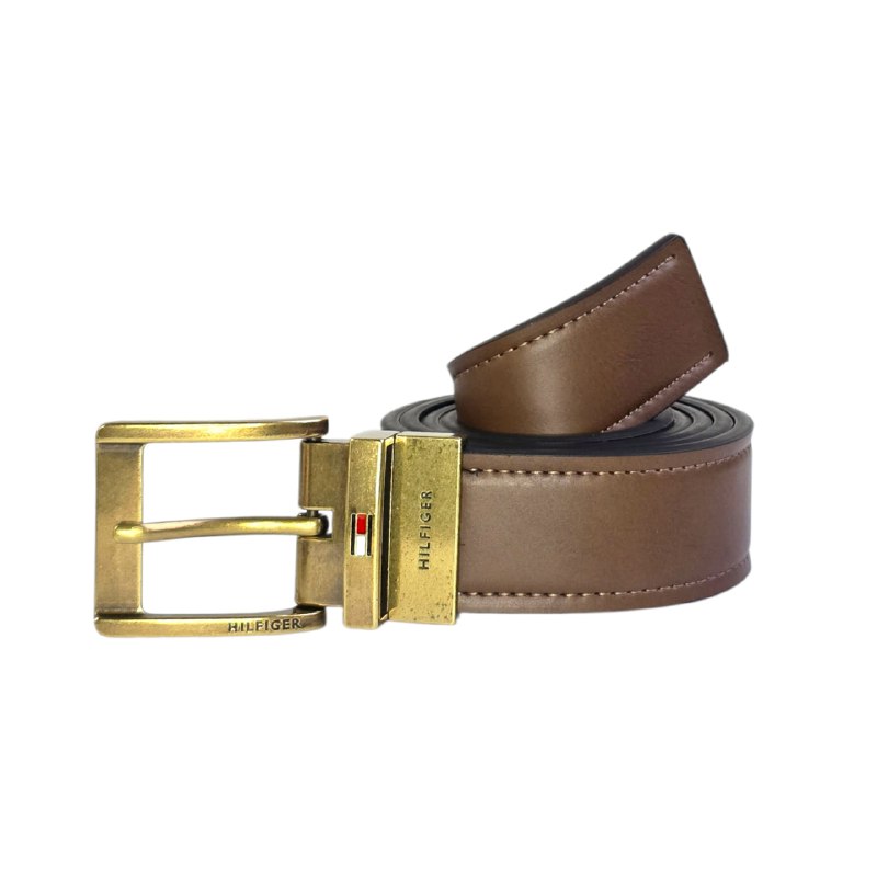 FAJA ORIGINAL TOMMY HILFIGER REVERSIBLE PARA CABALLERO COLOR NEGRO Y CAFÉ TALLA M 34-36