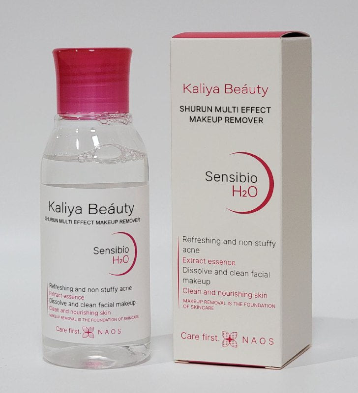 DESMAQUILLANTE MULTI EFECTO, TEXTURA TRANSPARENTE Y TRANSLUCIDA, LIMPIA SUAVEMENTE EL MAQUILLAJE KALIYA BEAUTY SHURUN SENSIBIO H20 100ML