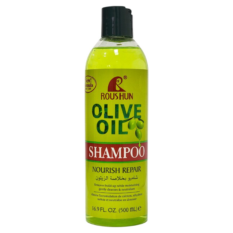 SHAMPOO PARA EL CABELLO DE ACEITE DE OLIVA REPARADOR 500ML, QUE NUTRE Y REPARA EL PELO, ELIMINA CASPA E HIDRATA PROFUNDAMENTE ROUSHUN