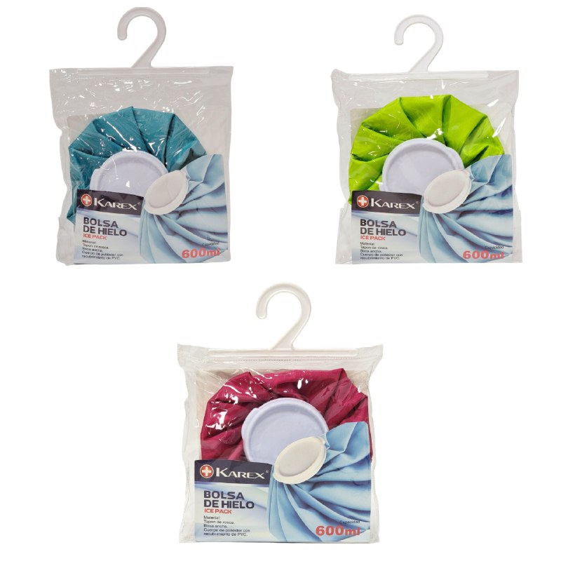 BOLSA DE HIELO CON TACON PARA DOLOR DE CUERPO KAREN 600ML, 3 COLORES