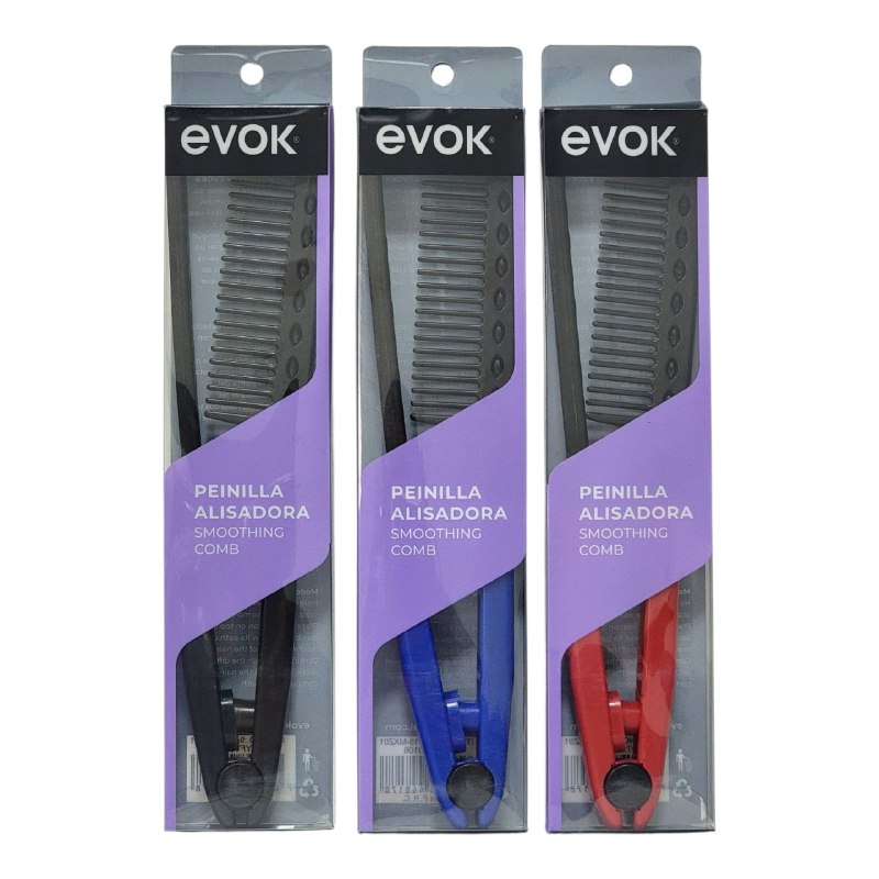 CEPILLO PEINE ALISADOR TIPO PLANCHA DE FACIL USO PLEGABLE EVOK 3 COLORES