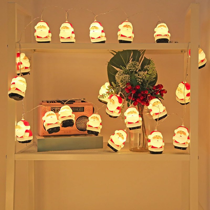 LUCES DECORATIVAS NAVIDEÑAS FORMA PAPA NOEL PARA EL HOGAR,DORMITORIO, DE BATERIAS, 10 LUCES, 1.5 METROS