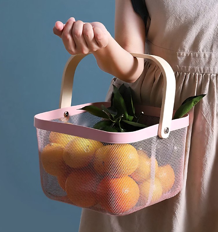 CANASTA ORGANIZADORA DE ALMACENAMIENTO MULTIUSOS CON ASA DE MADERA NATURAL, DISEÑADA PARA ORGANIZAR Y DECORAR CUALQUIER ESPACIO DEL HOGAR 4 COLORES