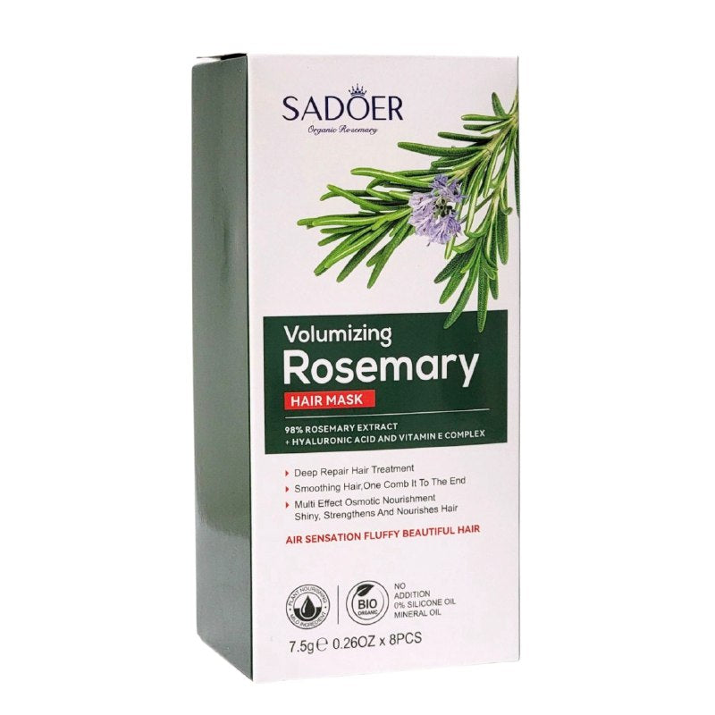 MASCARILLA PARA EL CABELLO DE EXTRACTO DE ROMERO Y ACIDO HIALURONICO SADOER 7.5GX8UND