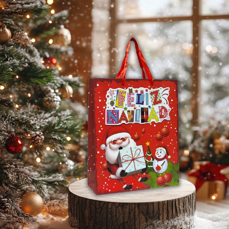 BOLSA DE REGALO NAVIDEÑA MEDIANA 26X32X10CM