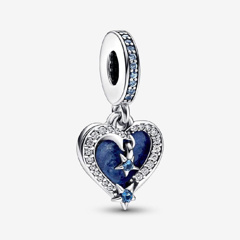 PCHARM4073 FORMA JOYA CORAZON AZUL PANDORA PLATA 9.25