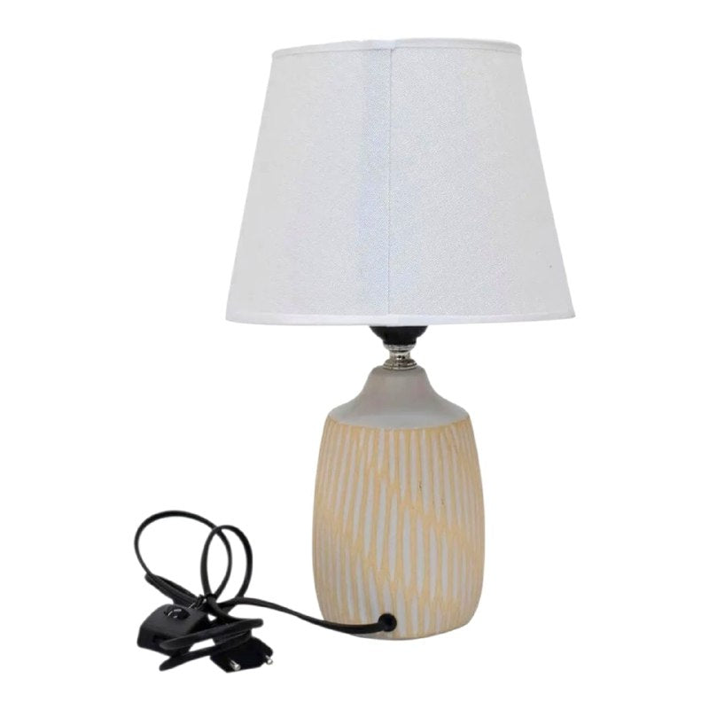 LAMPARA DE MESA ELECTRICA DE CERAMICA Y TELA ELEGANTE 53CMX32CM