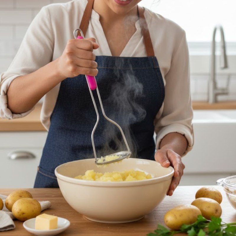 MACHACADOR MANUAL DE ACERO INOXIDABLE PARA PURE FACIL DE LIMPIAR 3 COLORES