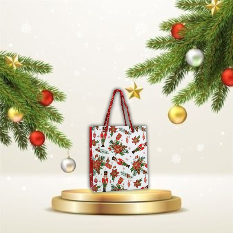 BOLSA DE REGALO NAVIDEÑA EXTRA PEQUEÑA 14X16X7CM