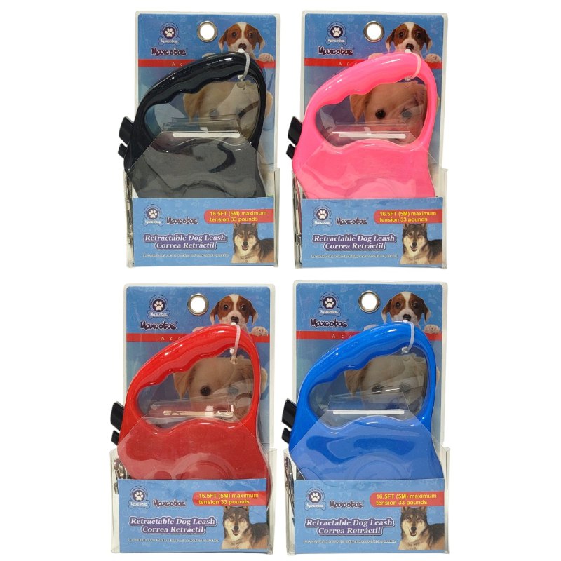CORREA PARA PERROS RETRACTIL, COMODIDAD Y CONTROL CON DISTANCIA DE 5M Y CARGA DE 33LBS MAXCOTAS 4 COLORES