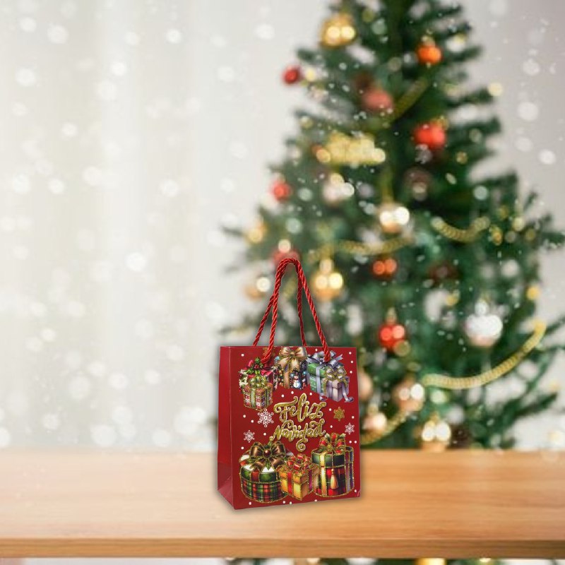 BOLSA DE REGALO NAVIDEÑA EXTRA PEQUEÑA 14X16X7CM