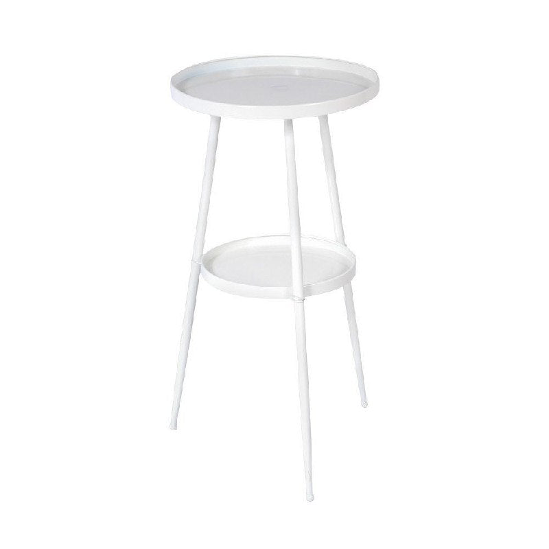 MESA AUXILIAR REDONDA DE METAL PEQUEÑAS DE 2 NIVELES, MESITA DE NOCHE, SALA, JARDIN ESPACIOS PEQUEÑOS 2 COLORES DISPONIBLES 62X32CM