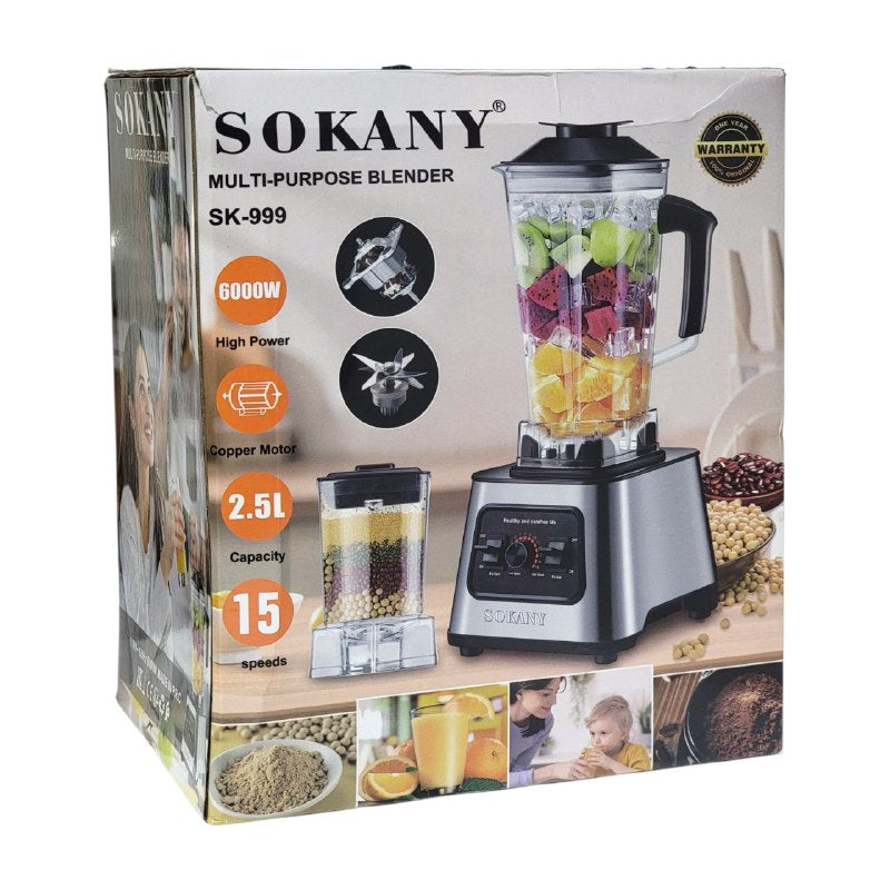 MAQUINA LICUADORA MULTIUSOS 2 EN 1 6000W DE FUERZA 2.5L SK-999 SOKANY