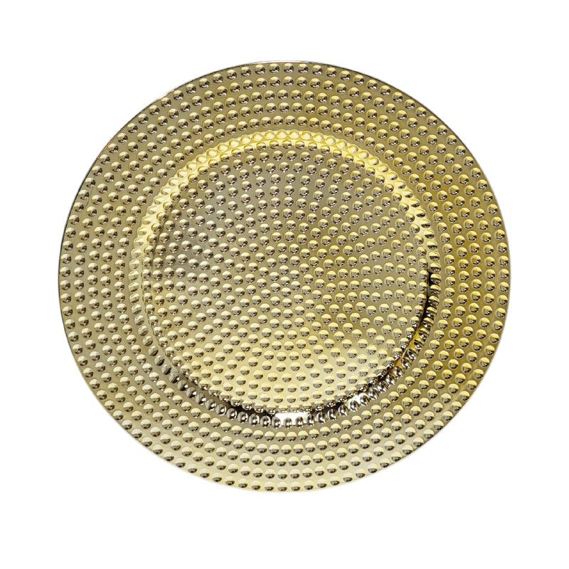 PLATO DE CARGA DECORATIVO NAVIDEÑO DORADO 32X32CM