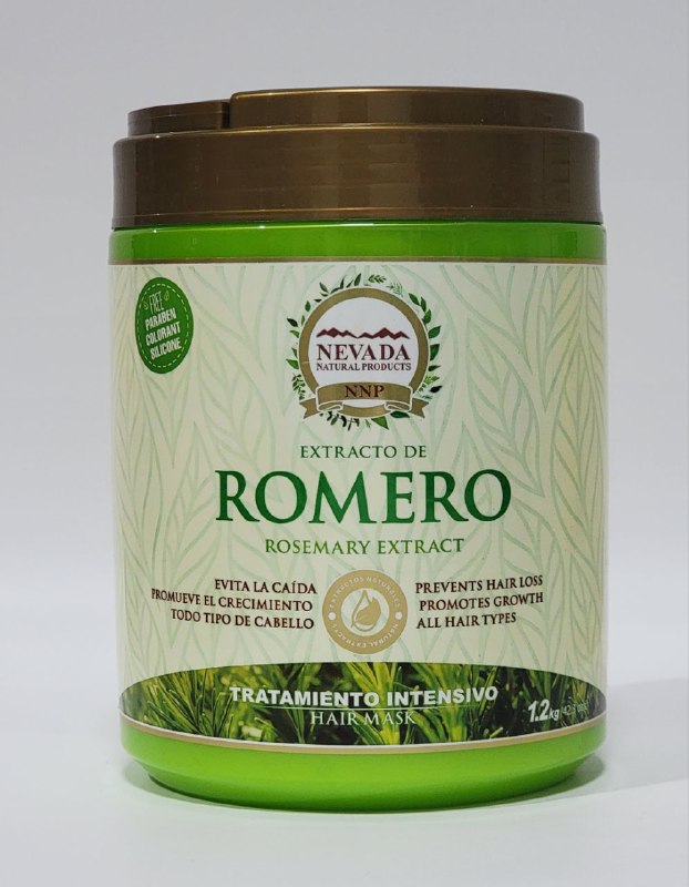 TRATAMIENTO CAPILAR DE EXTRACTO DE ROMERO, FORTALECE LA FIBRA CAPILAR EVITANDO LA CAIDA, REDUCE LA GRASA Y OXIGENA EL CABELLO NEVADA NATURAL PRODUCTS 1.2KG