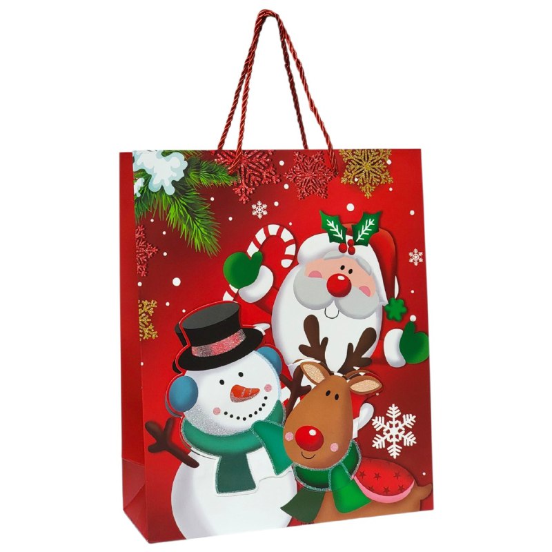 BOLSA DE REGALO NAVIDEÑA MEDIANA 32X26X10CM