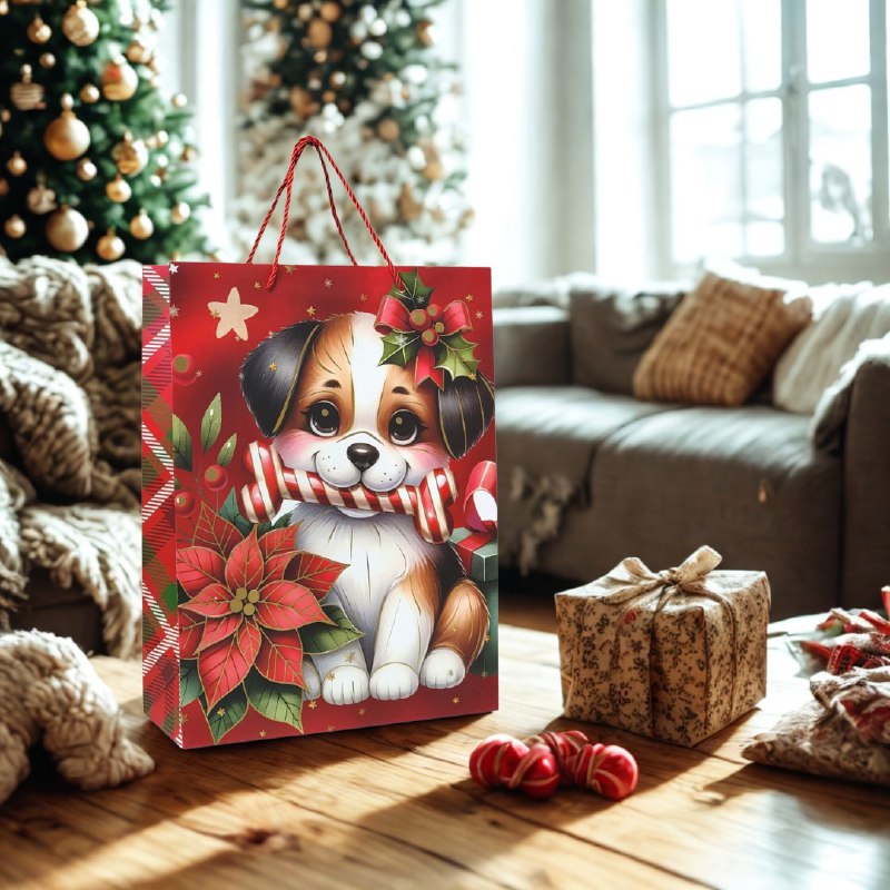 BOLSA DE REGALO NAVIDEÑA GRANDE 30X40X12CM