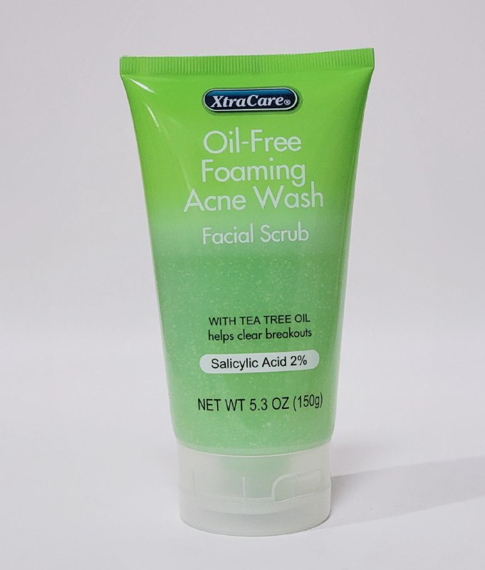 LIMPIADOR FACIAL EXFOLIANTE ESPUMOSO SIN ACEITE PARA EL ACNE CON ACEITE DE ARBOL DE TE Y ACIDO SALICILICO, PREVIENE BROTES DE ACNE XTRACARE 150G