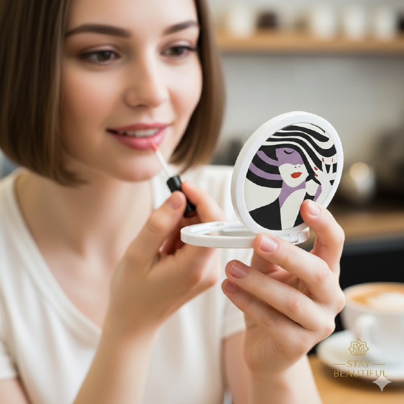 ESPEJO DE MAQUILLAJE PORTATIL COMPACTO STAY BEAUTIFUL 7.5X14CM