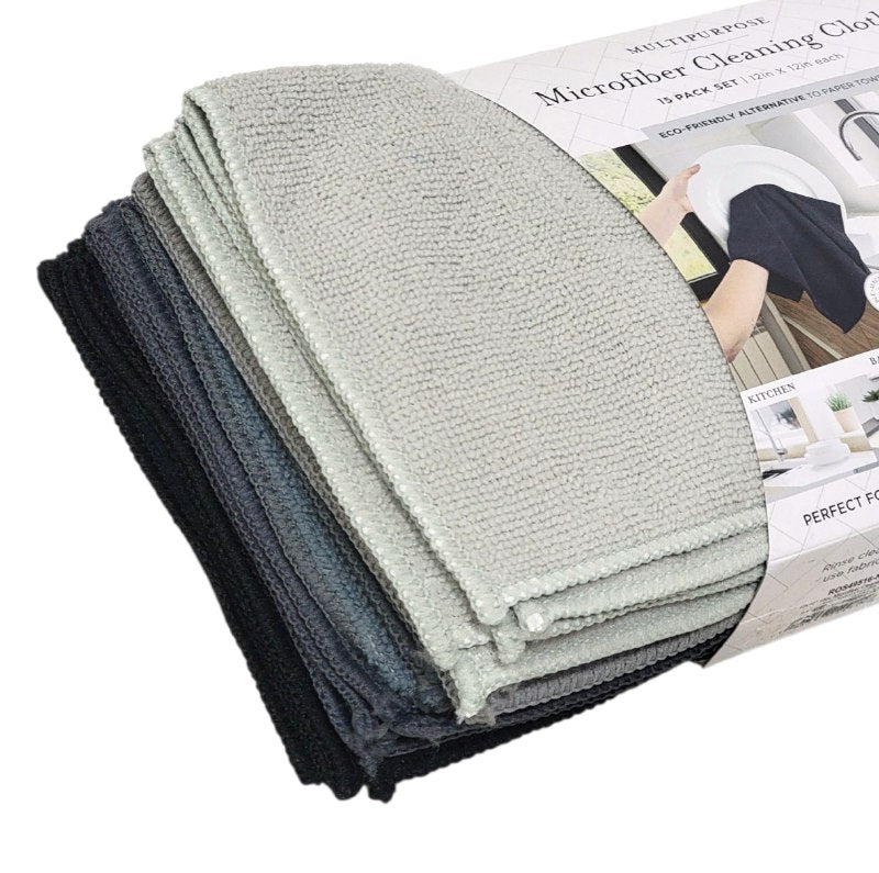 TRAPO DE MICROFIBRA MULTIUSOS EN PAQUETE DE 15 PIEZAS BRIGHT DAY 31X30CM