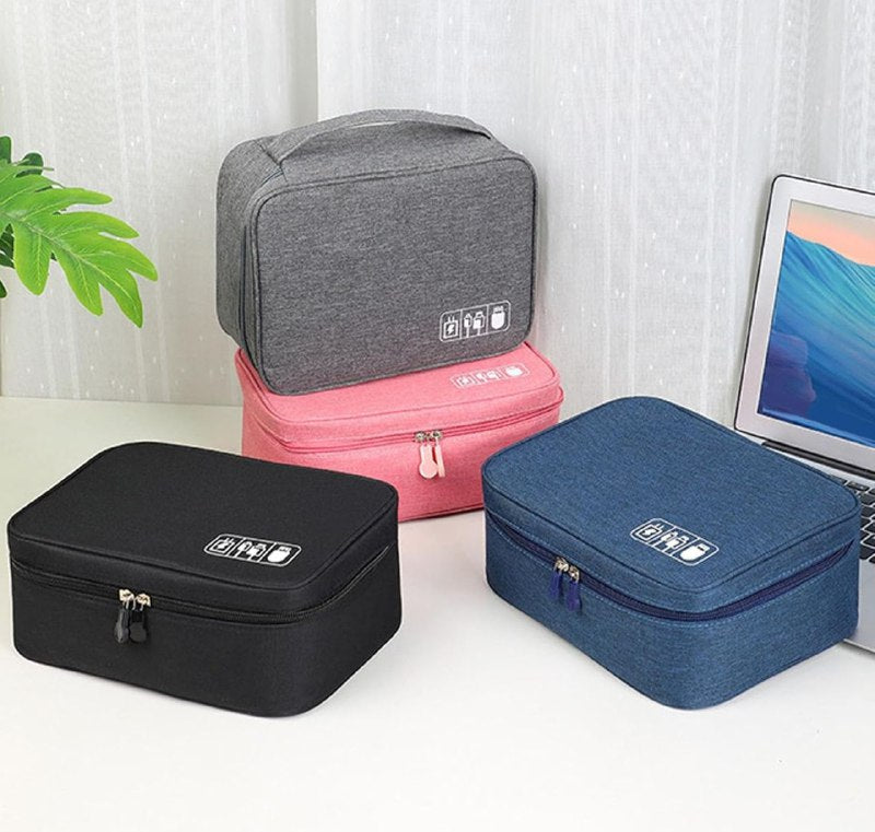 BOLSO ORGANIZADOR DE CABLE RESISTENTE AL AGUA, PARA ARTICULOS ESENCIALES DE VIAJE, PORTATIL PARA CARGADORES Y CBALES 4 COLORES 24X8CM