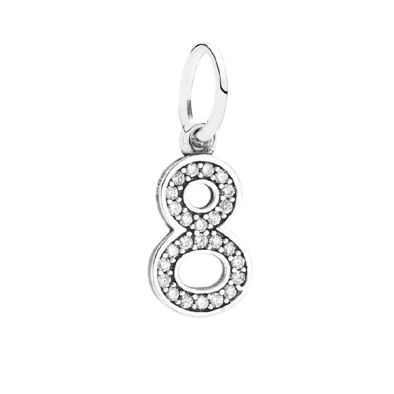 PCHARM4065$8 NUMERO 8 PANDORA PLATA 9.25