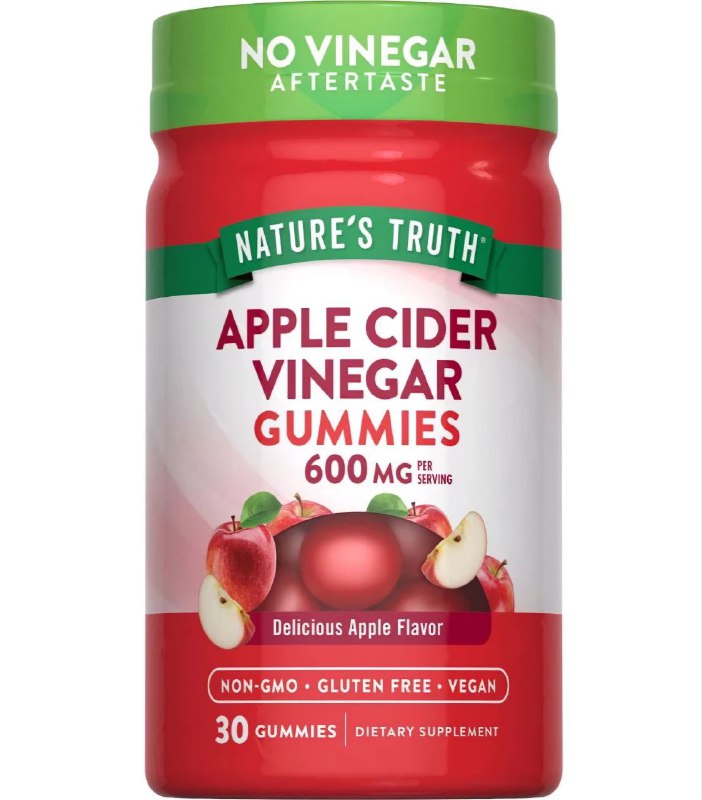 VITAMINAS EN GOMITAS DE VINAGRE DE SIDRA DE MANZANA, RACION DE 600MG SIN GLUTEN NATURE S TRUTH 30UND